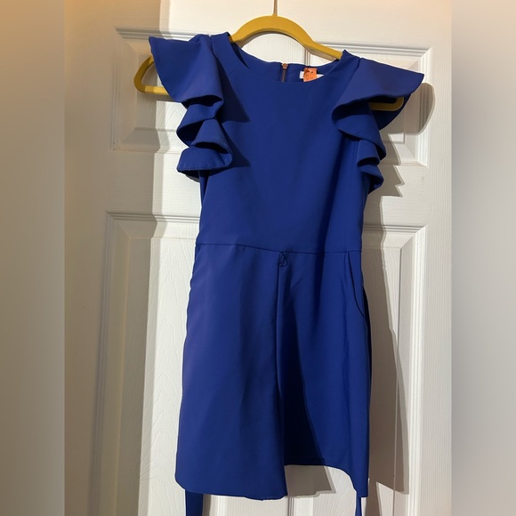 Giani Bini Other - Girls Gianni Binni Royal Blue Ruffle Sleeve Romper Dressy Size 12